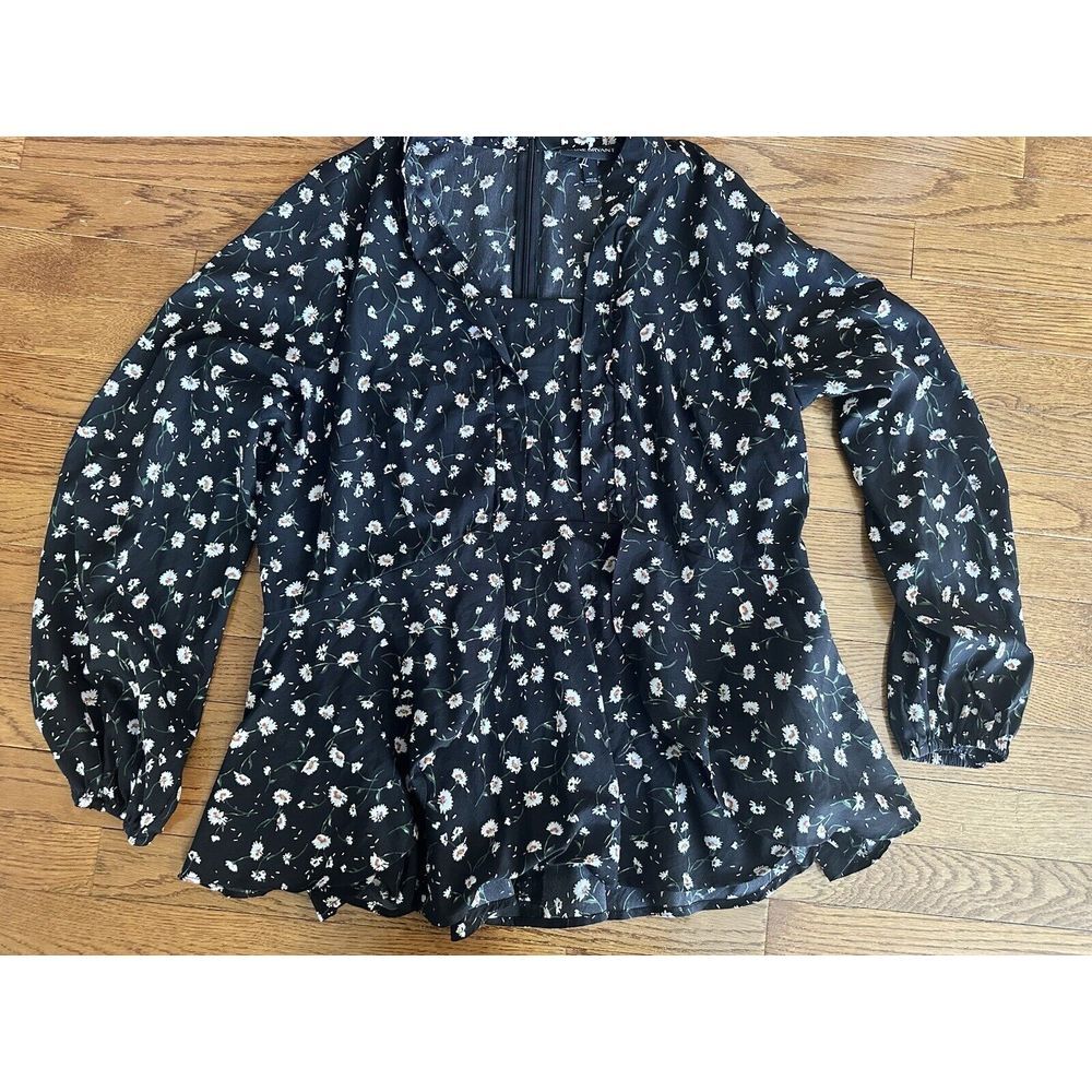 Lane Bryant Black‎ Floral Blouse Size 14